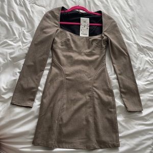 Brown plaid long sleeve dress Zara